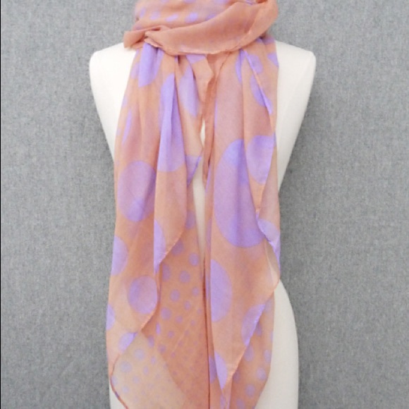 Gorgeous Peach Polka Scarf  or Sarong - Picture 1 of 3